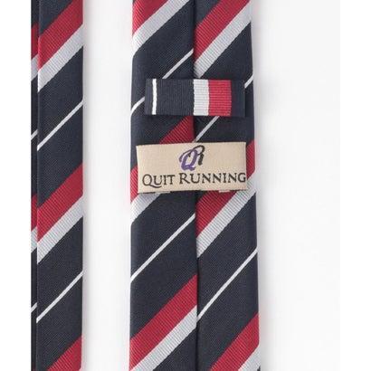 クイトランニング Quit Running レジメンタル ストライプ ピュアシルク100% ネクタイ (レッド)|locondo-shopping|04