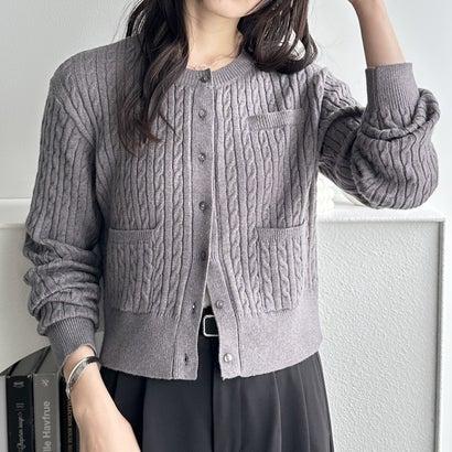 GeeRA（ジーラ） ミニケーブルニットカーディガン （チャコールグレー