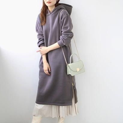ジーラ Geera 裏起毛裾ファスナーパーカーワンピース レギュラー丈 グレーパープル ブランド公式 Locomall ロコモール 通販 Paypayモール