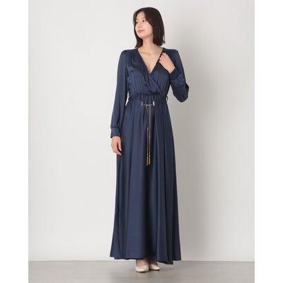 リナシメント RINASCIMENTO チェーンベルトカシュクールサテンマキシワンピース （Blu Navy）