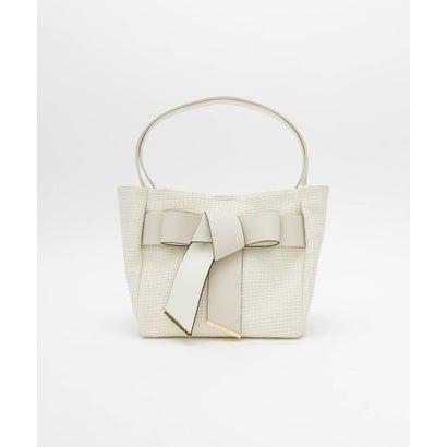 ランダ RANDA 【A4対応】リボンラフィアライクトートバッグ （WHITE）の画像