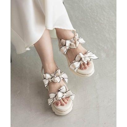 RANDA（ランダ） ミニリボン厚底スポーツサンダル （IVORY