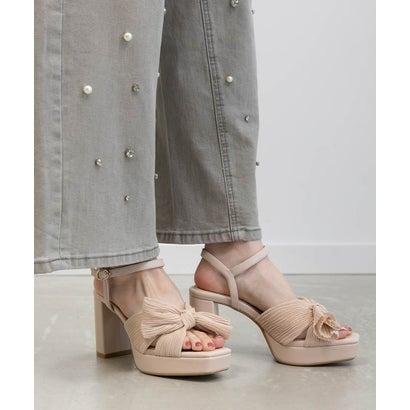 RANDA（ランダ） プリーツリボンデザインヒールサンダル （PINK