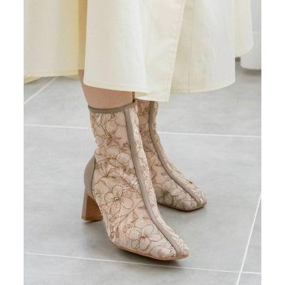 ランダ RANDA フラワー刺繍ショートブーツ （BEIGE） : ra041bw12842 