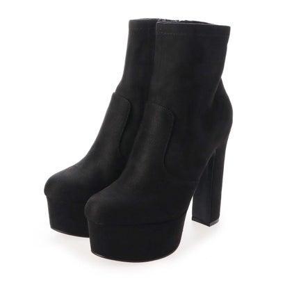 アールアンドイー R E aw新作 R E 太ヒールストレッチショートブーツ ブラックスエード ブランド公式 Locomall ロコモール 通販 Paypayモール