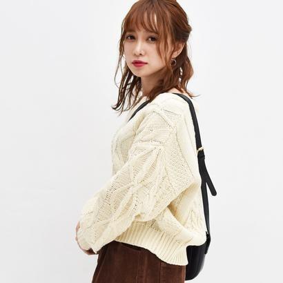 レトロガール Retro Girl キーネックケーブルニット オフホワイト ブランド公式 Locomall ロコモール 通販 Paypayモール