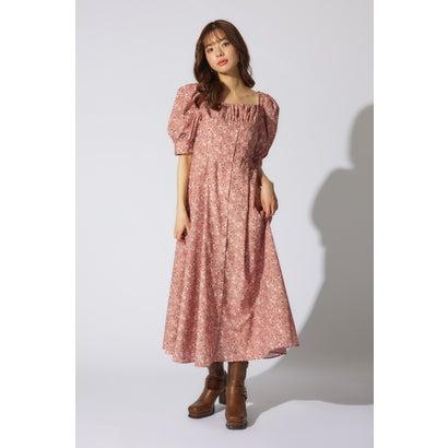 rienda（リエンダ） バストギャザーデザインフレアワンピース 柄RED5