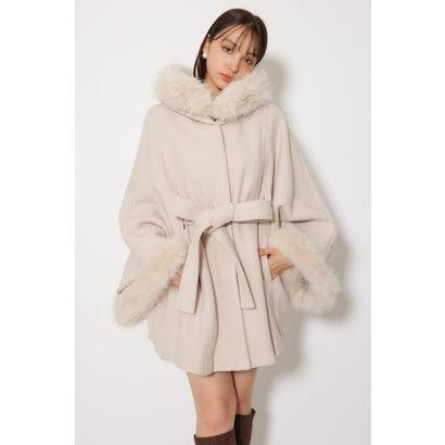 rienda（リエンダ） ウールMIXフードポンチョコート （L/BEG1