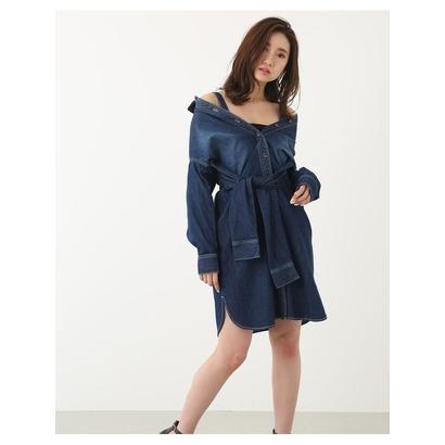 Rienda 2waybindスリーブデニムシャツワンピース ダークブルー ブランド公式 Locomall ロコモール 通販 Paypayモール