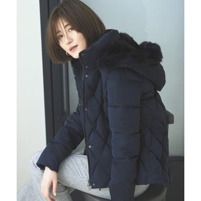 RUIRUE BOUTIQUE ネイビー ラビットファー ダウンジャケット