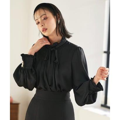 ルイルエブティック ワンピース ツイード ボウタイ リボン 黒 M RUIRUE