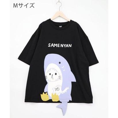 【scolar】らびるざめTシャツ ScoLar（スカラー） しっぽ飛び出しサメニャン柄Tシャツ （ブラック