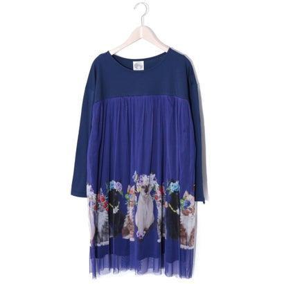 スカラー Scolar ネコ柄チュールワンピース ネイビー ブランド公式 Locomall ロコモール 通販 Paypayモール