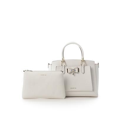 サマンサベガ ビジュー＆リボン付トート 大 ホワイト
