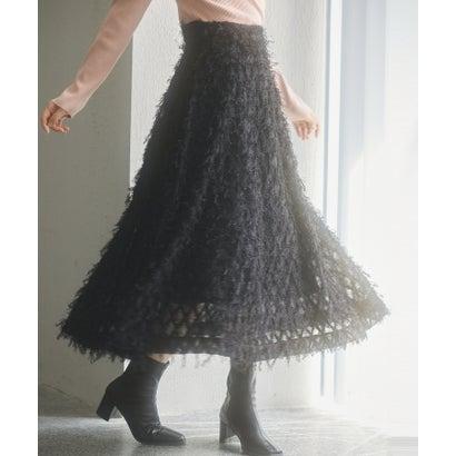 ホコモモラ★美品★スカートスーツ★ジャガード生地★フレアシルエット★ブラック SAISON DE PAPILLON（セゾンドパピヨン） カットジャガード素材フレア