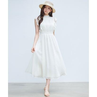 DIOR フレアスリーブ長袖ワンピース 38 ホワイト SAISON DE PAPILLON（セゾンドパピヨン） ふんわりシフォンフレア