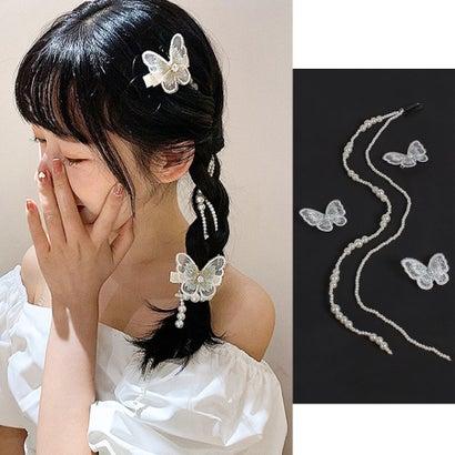 ショッピングゴー shoppinggo パール 蝶々クリップ 2WAY ヘアアクセサリー ヘアアレンジ 髪飾り ウェディング 結婚式 二次会 （イエロ｜locondo-shopping｜15