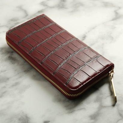 サンキョウショウカイ 三京商会 ナイル クロコダイル 長財布 マット加工 ラウンドファスナー （ワインブラック）