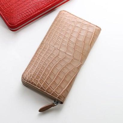 サンキョウショウカイ 三京商会 クロコダイル長財布 マット加工 ラウンドファスナー （ミンク）