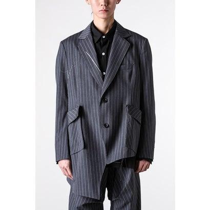サルバム sulvam Striped Slash Over Jacket （Gray Stripe