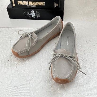 トミエコ Tomieco 本革 モカシンシューズ 紐カジュアル (GRAY トミエコ Tomieco 本革 モカシンシューズ 紐カジュアル (GRAY