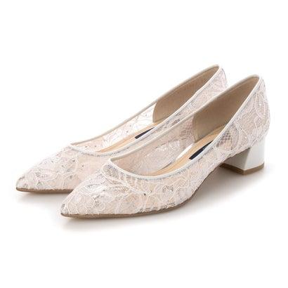 新品【TALANTON】ストーン付き チュールレース パンプス 25㎝ ホワイト タラントン バイ ダイアナ TALANTON by DIANA ストーン付きチュール