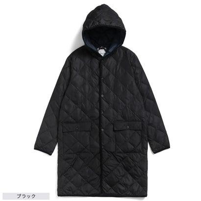 TAION＞シティ パイピングフード ロングダウンコート（ブラック