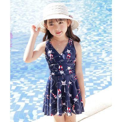 テディショップ Teddyshop 水着 キッズ猫柄ホルタ ネック風ワンピース A ネイビー 返品不可商品 ブランド公式 Locomall ロコモール 通販 Paypayモール