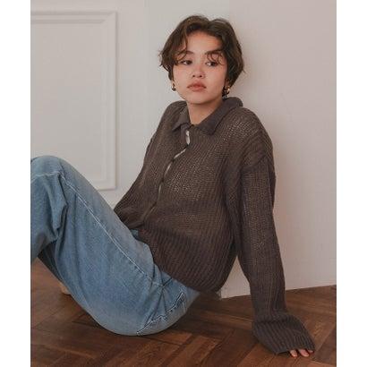 Aimeine エメイン　シアーライン　ポロ　ニット　ブラウン　現行 Aimeine エメイン シアーライン ポロ ニット ブラウン 現行 Aimeine