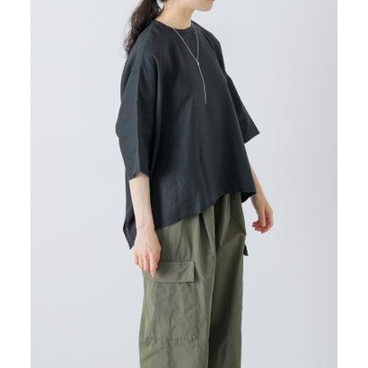 新品タグ付き かぐれ リネンクルーネック半袖シャツ ブラック カグレ かぐれ リネンクルーネック半袖シャツ （ブラック） : ブランド