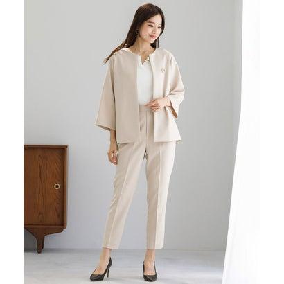 ホワイトジョーラ WHITE JOOLA ダブルピケクロス・ノーカラーフレアー