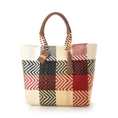 WOVEN（ウーヴン） メルカドバッグ ミドルトート bk-bag-mid-bg-wh-bl