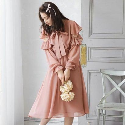 ユメテンボウ 夢展望 ボウタイオープンショルダーワンピ ピンクベージュ ブランド公式 Locomall ロコモール 通販 Paypayモール