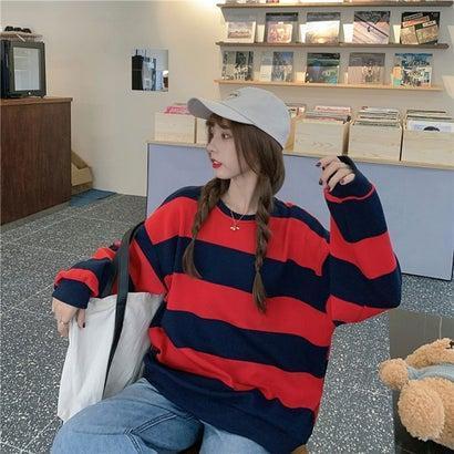 売れ筋アイテムラン ゾエ ジェンコ Zoe Jenko クルーネックマルチボーダートップス 8702 Red