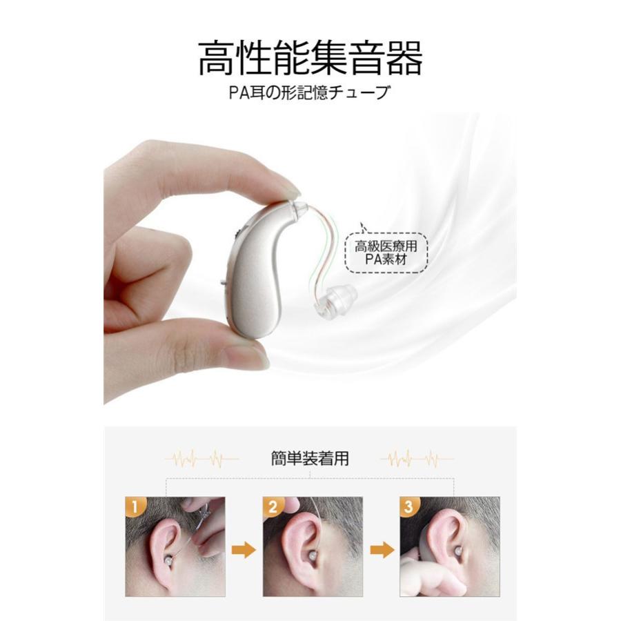 集音器 補聴器タイプ 充電式 軽量 医療用素材 左右両用耳掛けタイプ 