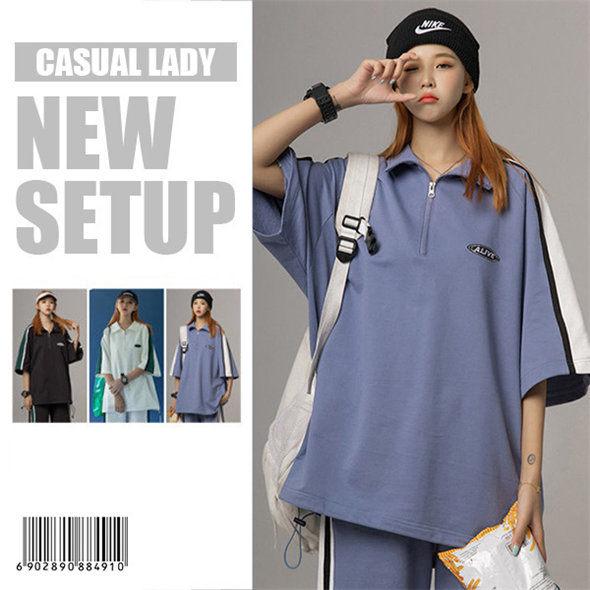 安い 激安 プチプラ 高品質 大きいサイズ レディース ルームウェア 上下セット 吸汗通気 Polo シャツ ブルゾン ショートパンツ セットアップ 五分袖 カジュアル 2点セット 部屋着