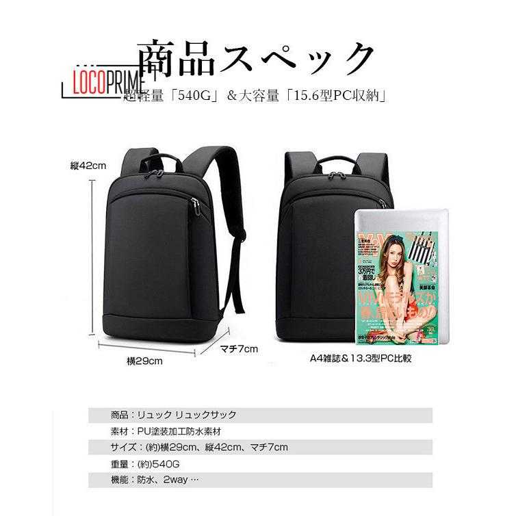 リュック リュックサック メンズ レディース 軽量 防水 薄型 おしゃれ