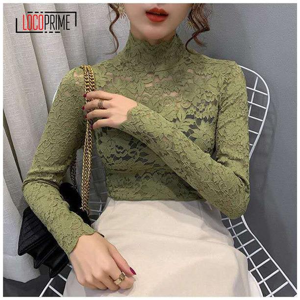 レディース レース トップス シャツ レースブラウス 長袖 レースシャツ