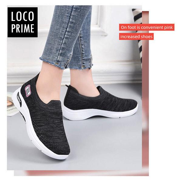 ランニングシューズ レディース スニーカー スリッポン 厚底 幅広 通気