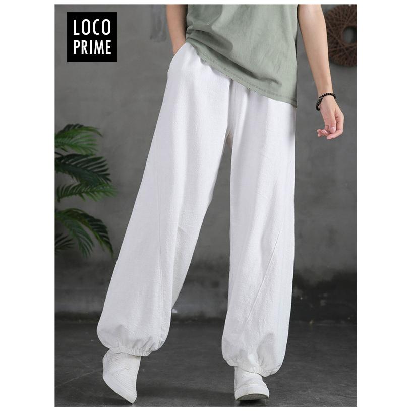 サルエルパンツ ワイドパンツ レディース 夏 リラックス 綿麻 麻