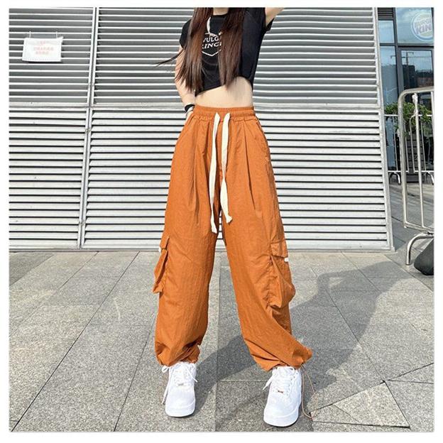 オレンジ カジュアルパンツ レディース 送料無料 カーゴパンツ レディース ワイドパンツ ミリタリー