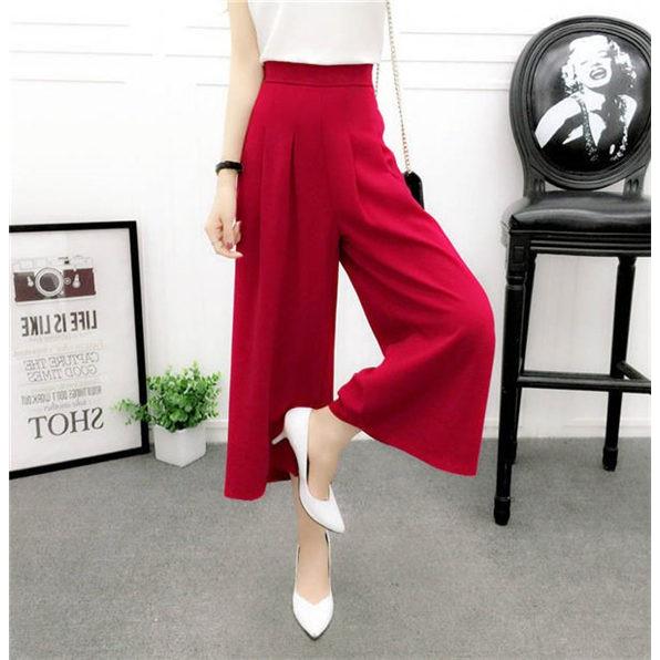 ガウチョパンツ レディース ウエストゴム ワイドパンツ スカンツ