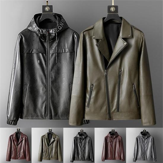 ライダースジャケット レザージャケット シングル フード付き 