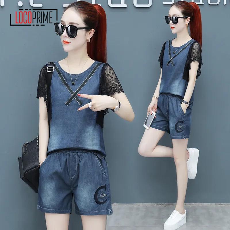 セットアップ レディース デニムセットアップ 上下セット デニムシャツ 半袖シャツ 薄手 デニムパンツ ショートパンツ 短パン
