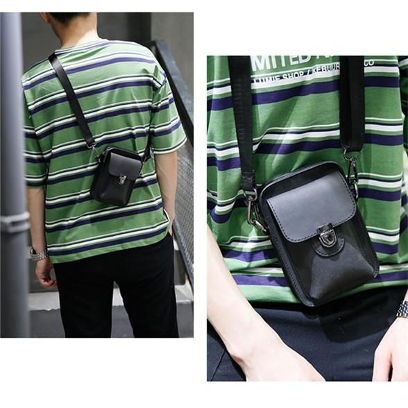 ベルトポーチ ウエストポーチ メンズ PU革 ヴィンテージ風レザー