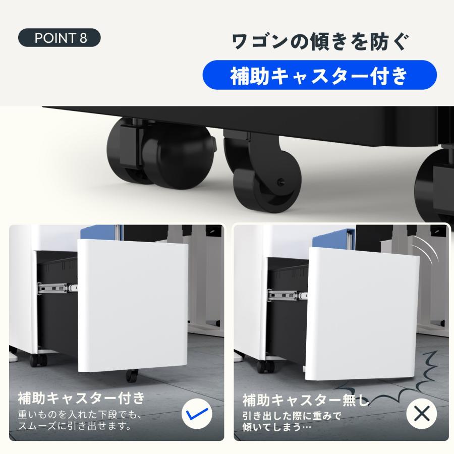 オフィスワゴン キャビネット スリムワゴン 3段 FlexiSpot CB3 組立て不要 スチールワゴン キャスター付き 鍵付き 収納カート サイドワゴンワゴン A4 ファイル｜loctek｜14