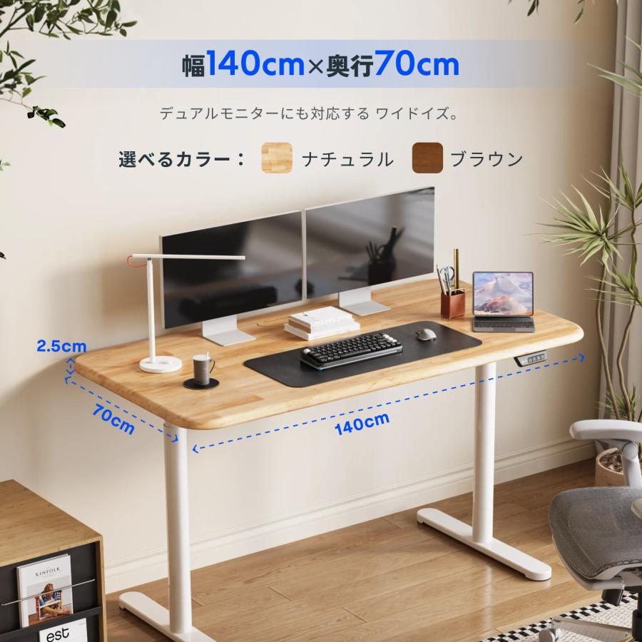 FlexiSpot 昇降式デスク 電動式 FlexiSpot ER2 昇降デスク 天然木