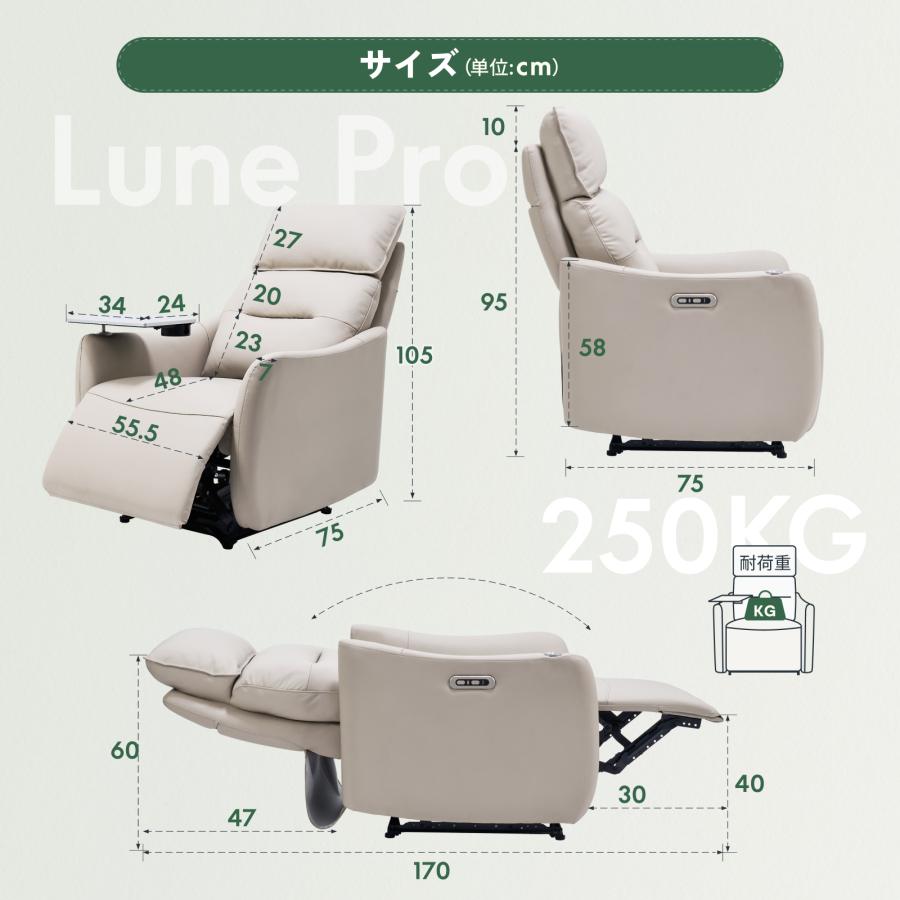 FlexiSpot リクライニングチェア 電動 本革 FlexiSpot Lune Pro 電動