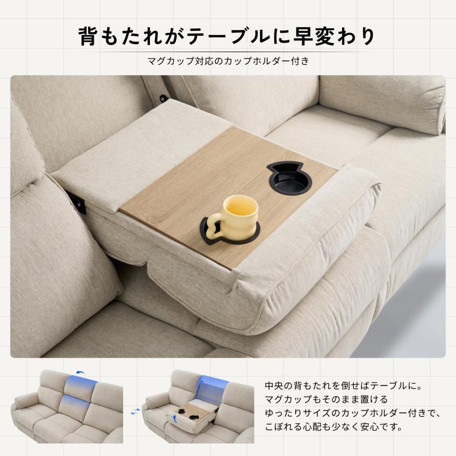 FlexiSpot ソファー 3人掛け リクライニングソファ 電動 FlexiSpot
