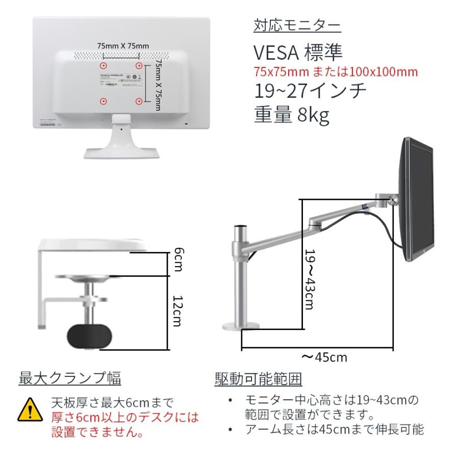 LOE シングル モニター アーム デスクマウント LOL1 : LOE Yahoo!店